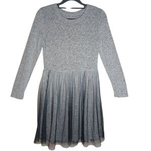 Cat & Jack Girls'  Gray  Long Sleeve Dress, Size L ( 10/12)